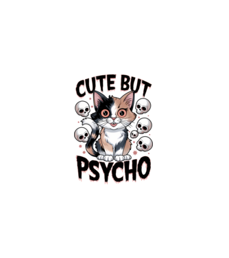 Cute, but Psycho pisică Alb model alb pe tricou