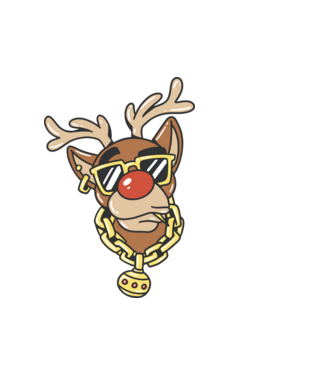 Gangster Reindeer model alb pe tricou
