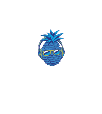 Ananas albastru cu căști model gri pe tricou