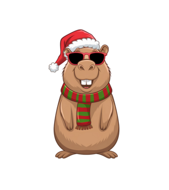 Crăciunul capybara model alb pe tricou