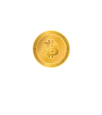 Monedă de aur Bitcoin model albastru jeanși pe tricou