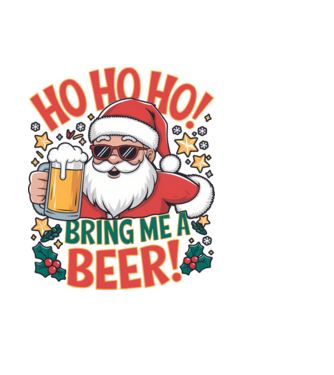 HO HO HO bring me a BEER santa Alb model albastru deschis pe tricou