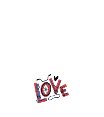 Love Bicicletă model negru pe tricou