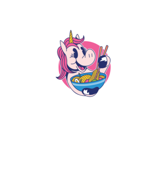 Unicorn Ramen model negru pe tricou