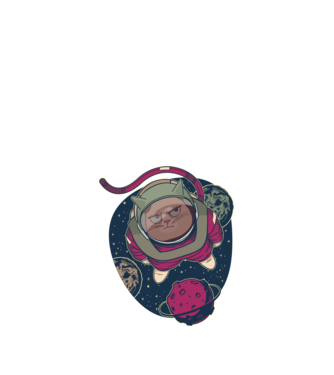 Pisică Astronaut model negru pe tricou