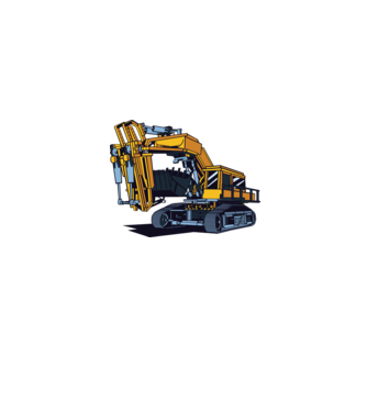 Excavator model gri pe tricou
