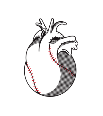 Inimă Baseball model alb pe tricou