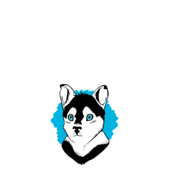 Câine Pomsky model alb pe tricou