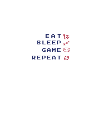 Eat Sleep Game Repeat model alb pe tricou