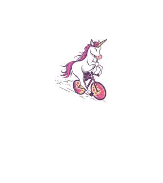 unicorn cu bicicletă model alb pe tricou