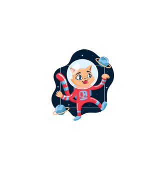 Pisică Astronaut model negru pe tricou
