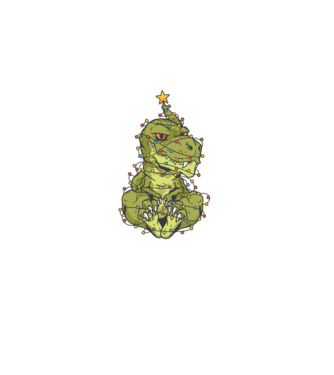 Dinozaur T-rex Pom de Crăciun tricou model albastru închis pe tricou