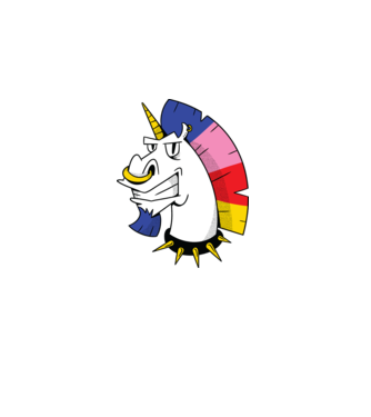 Punk unicorn model albastru deschis pe tricou