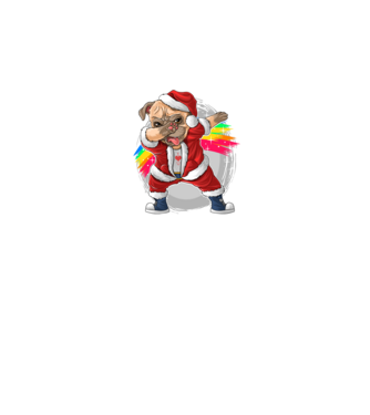 Santa Mops Moș Crăciun model negru pe tricou