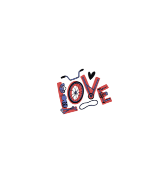 Love Bicicletă model alb/roșu pe tricou