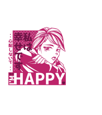 'I''m happy fată Anime antisocială' model albastru închis pe tricou