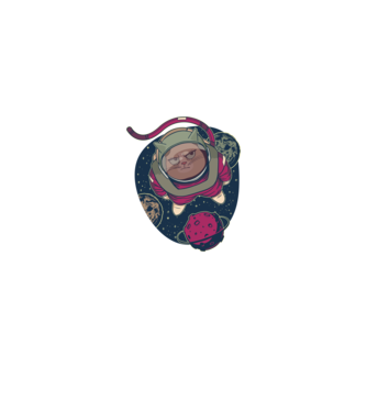 Pisică Astronaut model negru pe tricou