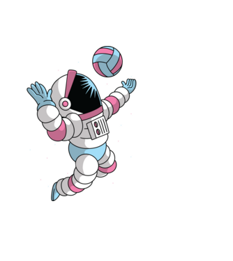 Astronaut voleibalist model negru pe tricou