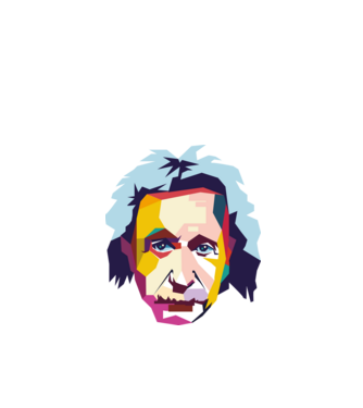 Einstein abstract model alb pe tricou