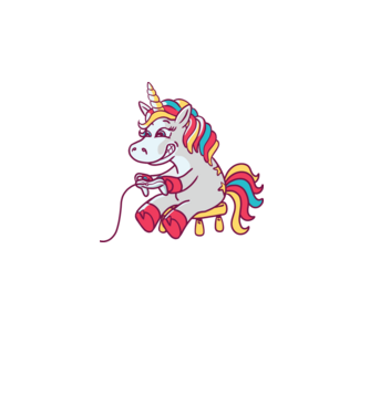 Gamer Unicorn model turcoaz pe tricou