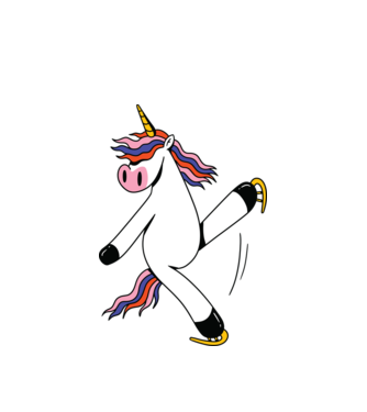 Unicorn cu Patine model alb pe tricou