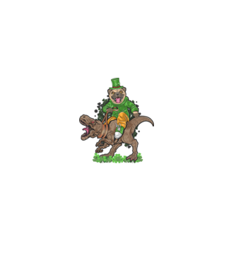 Sfântul Patrick Mops dinozaur model verde pe tricou