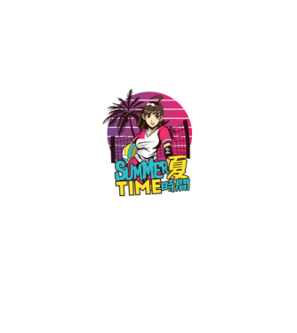 Summer Girl Anime Fată Manga model negru pe tricou