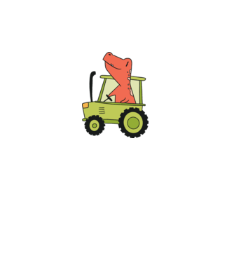 Tractor dinozaur model alb pe tricou