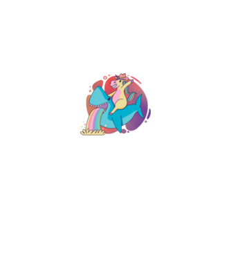 Unicorn pe rechin model negru pe tricou