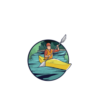 Caiac-canoe model negru pe tricou