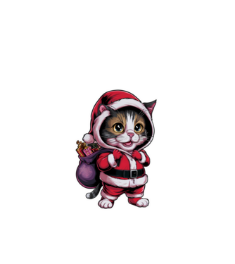 Santa Cat model negru pe tricou