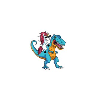 Unicorn cu dinozaur tricou amuzant model negru pe tricou