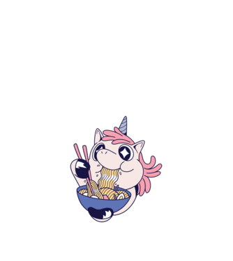 Unicorn Ramen model albastru închis pe tricou