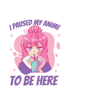 I paused my Anime to be here model negru pe tricou