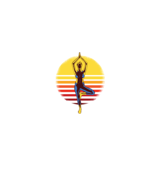 Retro yoga model negru pe tricou