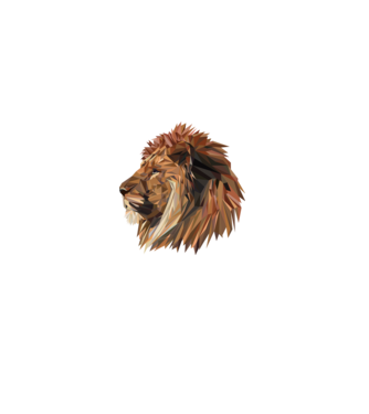 lion polygon model gri pe tricou