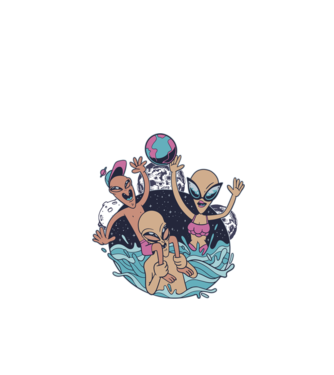 Alien Familie ștrand model alb pe tricou