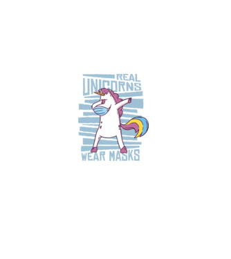 Unicorn DAB Mască model albastru închis pe tricou