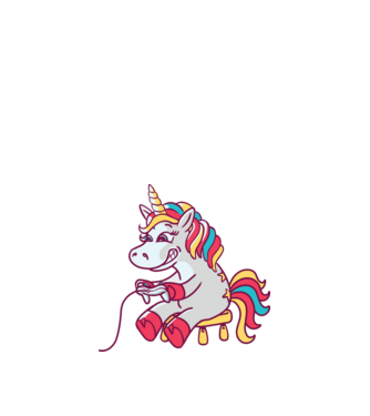 Gamer Unicorn model nisipiu pe tricou