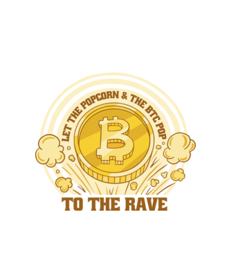 Bitcoin to the Rave model alb pe tricou