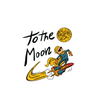 To the Moon Bitcoin model alb pe tricou