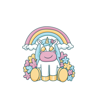 Unicorn drăguț model alb pe tricou