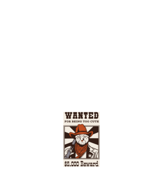 Wanted for being too cute Cowboy cu pisică model alb pe tricou