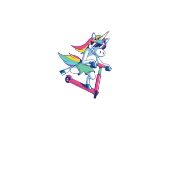 Unicorn cu trotinetă tricou amuzant model negru pe tricou