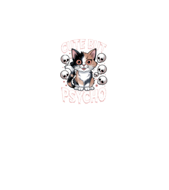 Cute, but Psycho pisică Negru model negru pe tricou