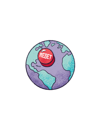 Reset Pământ model alb pe tricou