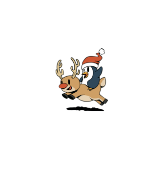 pinguin reindeer cristmas model alb/roșu pe tricou