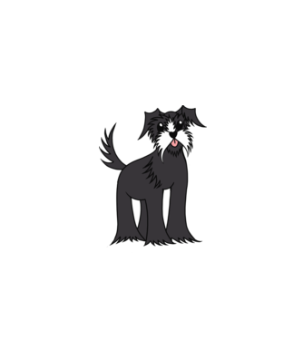 Desen Schnauzer model gri pe tricou