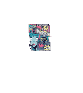 Anime Vaporwave Benzi desenate Skateboard model negru pe tricou