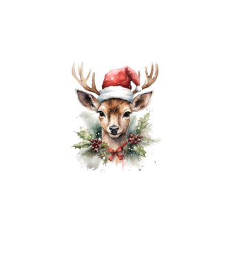 Festive Reindeer model alb pe tricou